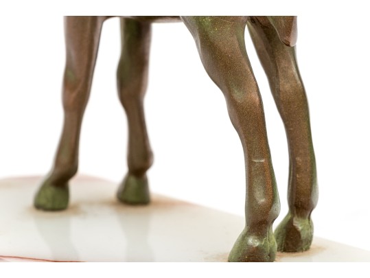 Art Deco Verde Finished Bronze Foal On Stone Base