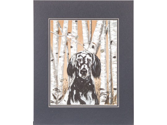 Marty H. Gordon (American [CT], 1947-2018) Print, English Setter With Birch Trees