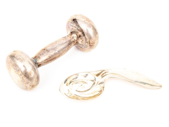Tiffany & Co. Sterling Silver Infant's Rattle And Feeding Spoon