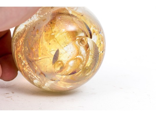 Josh Simpson (American [CT], B. 1949) Signed Art Glass Planet Paperweight, 1993