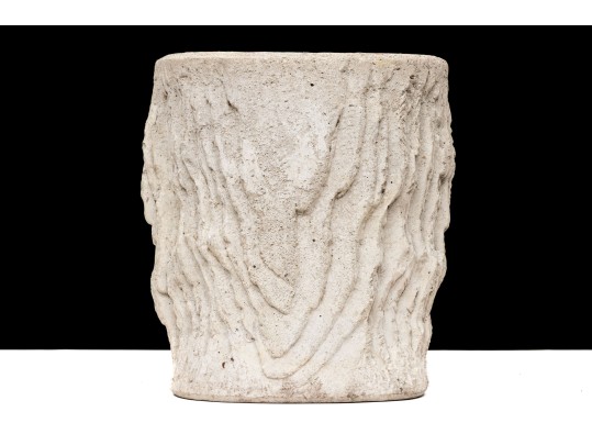 Pair Of Chic Cast Stone Faux Bois Tree Trunk Form Pedestals