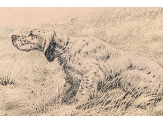 Leon Danchin (French, 1887-1938) Ltd. Ed. Lithograph, Setters In The Landscape