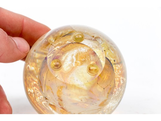 Josh Simpson (American [CT], B. 1949) Signed Art Glass Planet Paperweight, 1993
