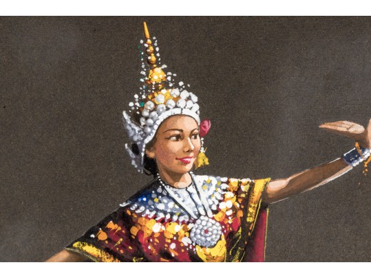 Signed Thai Gouache Painting On Paper, Dancer 