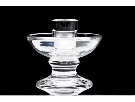 Pair Of Val St. Lambert Crystal Candlesticks With Single Glass Candlestick