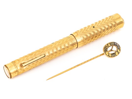 Antique Schaeffer Purse Fountain Pen And Antique Stick Pin