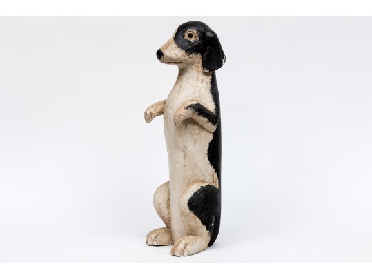Camden Maine Carved And Painted Wood Dog, 1992