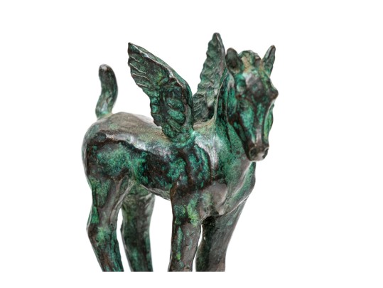 Beautiful Cast Bronze Pegasus In Verde Patina