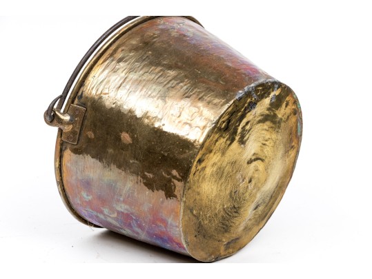 Antique Brass Pail With Iron Handle