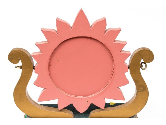 Colorful Chiseled And Painted Wood And Gilt Sun Motif Mirror