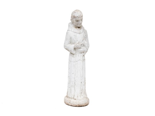 Painted Cast Stone Figure Of Saint Francis