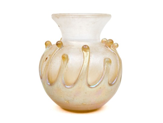 Vandermark Merritt Iridescent Art Glass Vase With Drip Motif, 1981