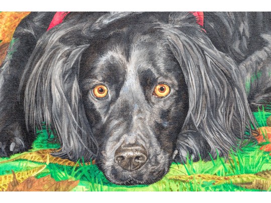 Stephen Brown Robie (American [MA], B. 19534) Oil On Canvas, Portrait Of A Dog, 1984