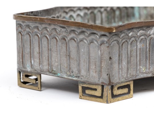 Art Deco Style Mixed Metal Planter