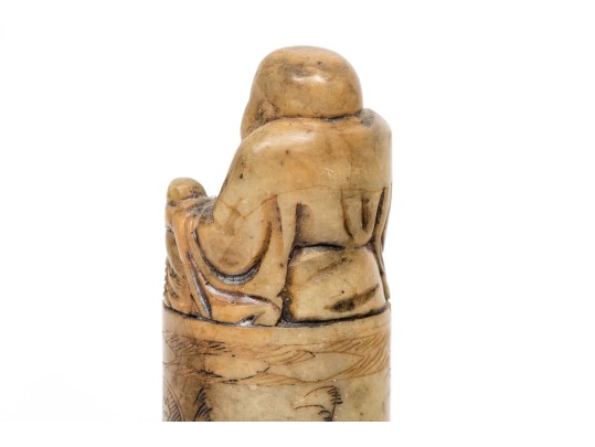 Group Of Two Chinese Carvings, Including A Soapstone Buddha Seal
