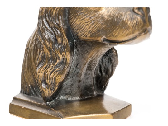 Pair Of Brass Tone Dog Head Bookends