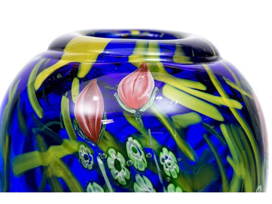 Art Glass Flower Motif Vase
