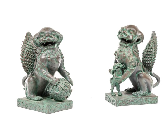Pair Of Decorative Resin Foo Dogs