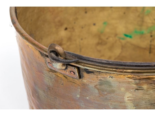 Antique Brass Pail With Iron Handle