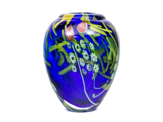 Art Glass Flower Motif Vase