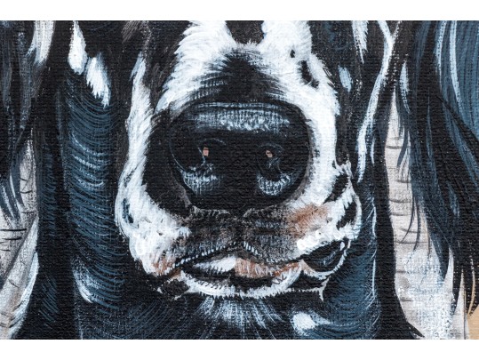 Marty H. Gordon (American [CT], 1947-2018) Acrylic On Canvas, English Setter With Birch Trees, 2004