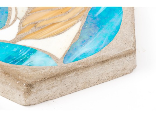 Slag Glass Mosaic Stepping Stone Of A Dog On Profile