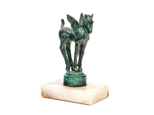 Beautiful Cast Bronze Pegasus In Verde Patina