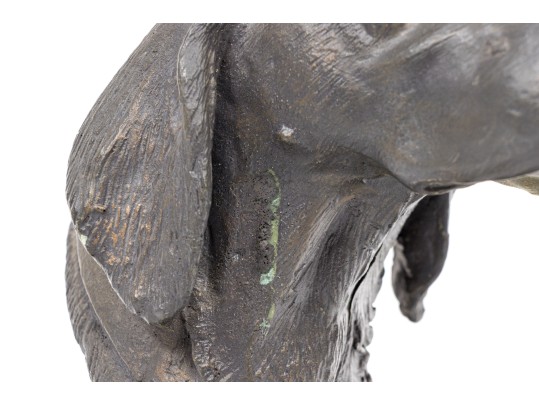 Phil Cote Bronze Finished Composition Head Of A Retriever Dog On Stand