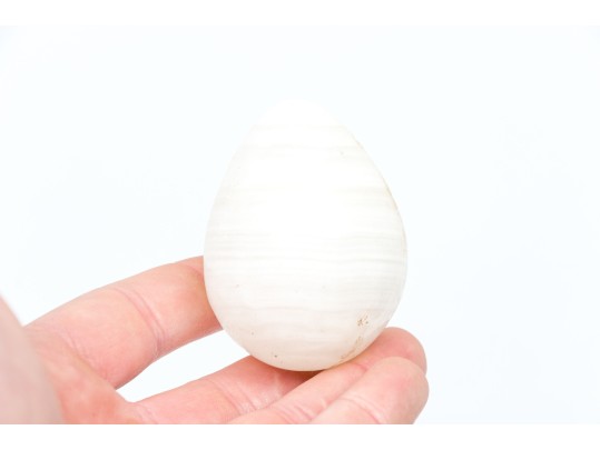 Decorative Twin Handled Tray With Ten Carved Stone Eggs