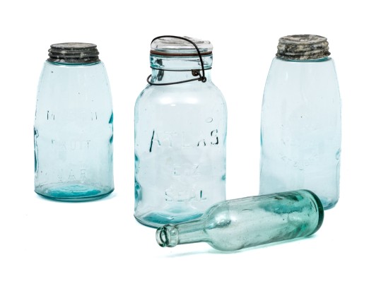 Collection Of Four Vintage Glass Bottles