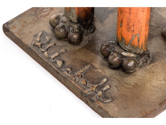 Vintage Artisanal Metal Sculpture Of A Dog