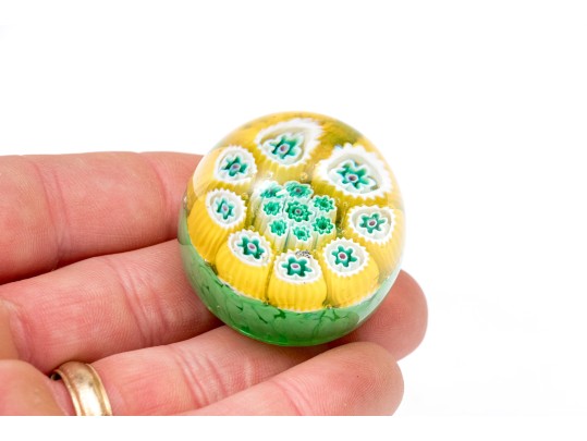 Gorgeous Group Of Two Diminutive Artisanal Glass Paperweights