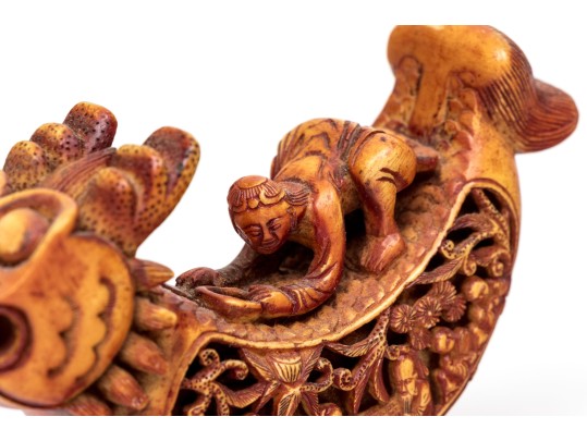 Group Of Two Chinese Carvings, Including A Soapstone Buddha Seal