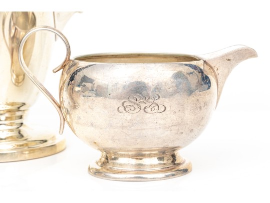 Sterling Silver Coffee Pot, Sugar Bowl And Creamer     24.490 Troy Ozs, 