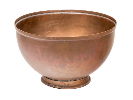 Oversized Solid Copper Revere Form Punch Bowl