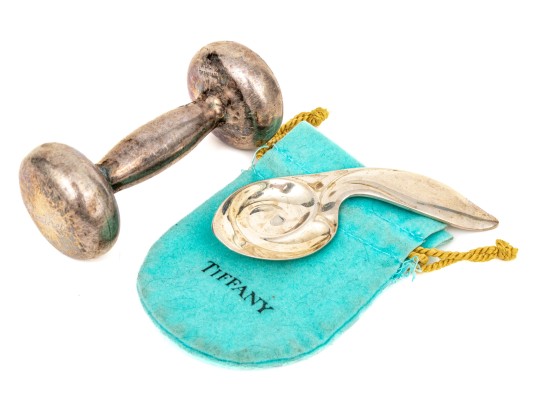 Tiffany & Co. Sterling Silver Infant's Rattle And Feeding Spoon