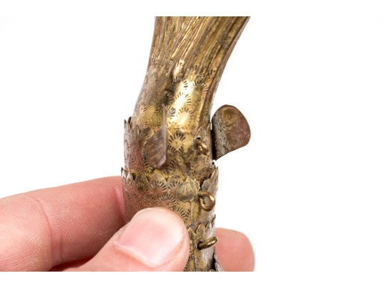 Reticulated Brass Fish With Inlaid Eyes