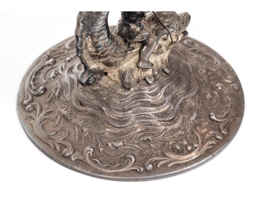 Pair Of Continental Silver Grotesque Dolphin Compotes, 20.155 Gross Ozt.
