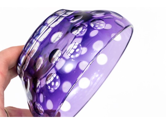Set Of Ten Bohemian Style Amethyst To Clear Cut Bowls With Plates