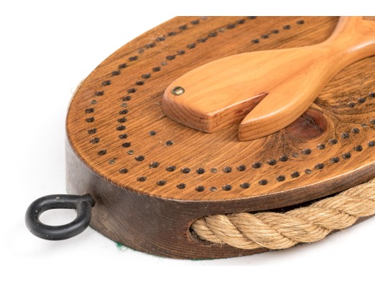 Pine Farm Crafts MA Whale Motif Cribbage Board
