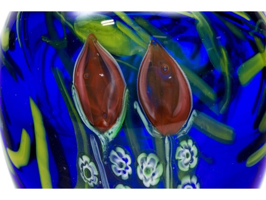 Art Glass Flower Motif Vase