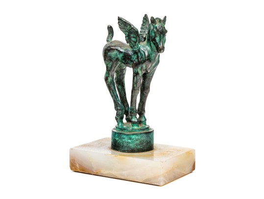 Beautiful Cast Bronze Pegasus In Verde Patina