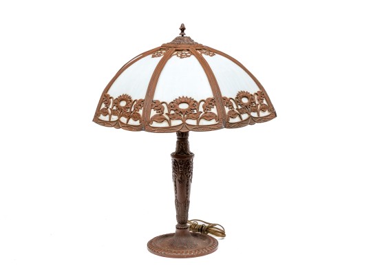 Vintage Slag Glass Table Lamp