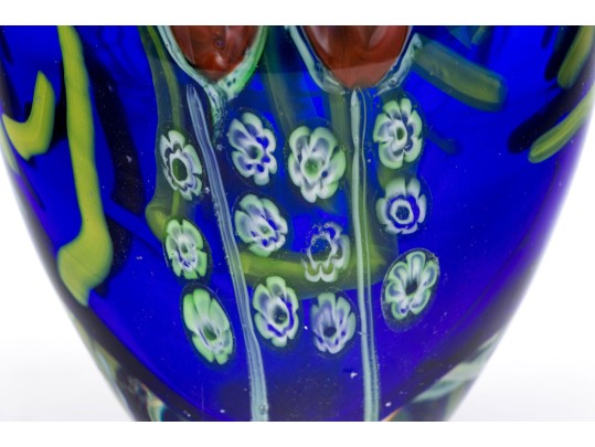 Art Glass Flower Motif Vase