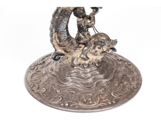 Pair Of Continental Silver Grotesque Dolphin Compotes, 20.155 Gross Ozt.