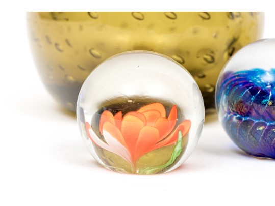 Four Fabulous Artisanal Hand-blown Glass Paperweights