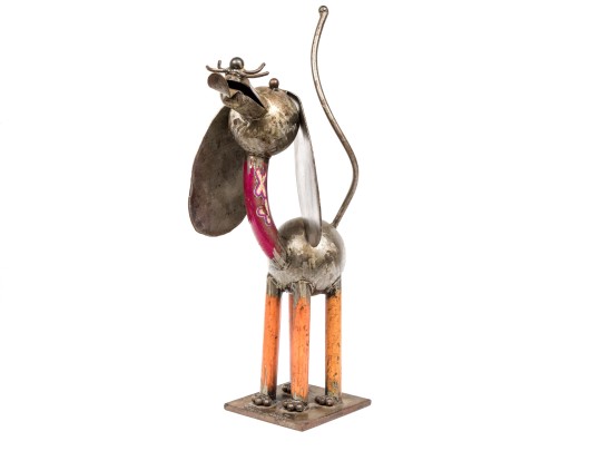 Vintage Artisanal Metal Sculpture Of A Dog