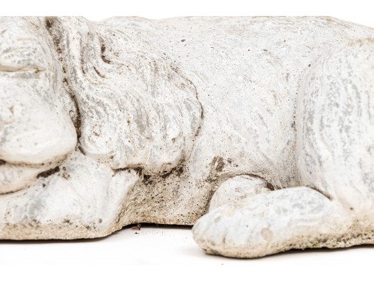 Painted Cast Stone Sleeping Puppy