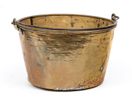 Antique Brass Pail With Iron Handle
