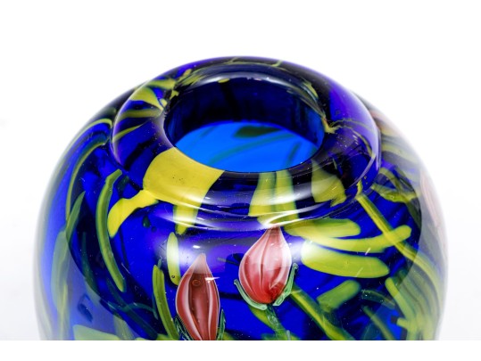 Art Glass Flower Motif Vase